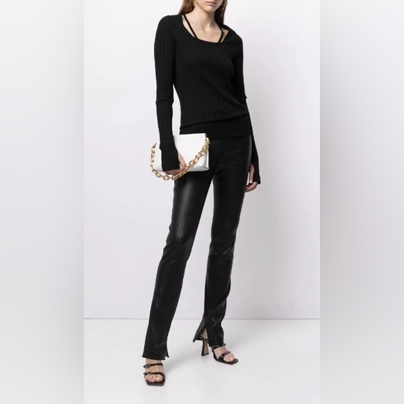 Helmut Lang slit-cuff black lamb leather trousers NWT - Picture 2 of 12